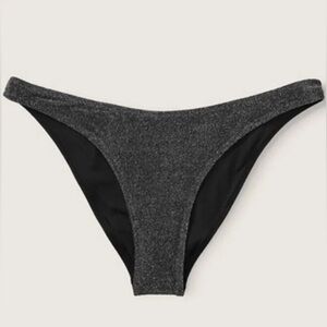 Victoria Secret Sparkly Shimmer Black Bikini Bottom NWT Size M